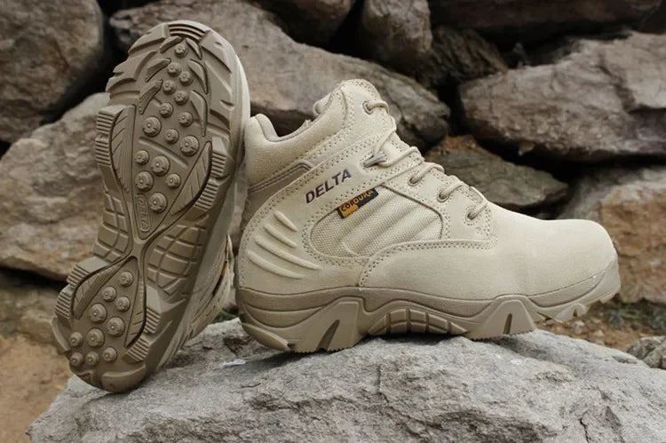 Botas de hombre para invierno y otoño, calzado de trabajo de alta calidad, botas tácticas de combate para el desierto, botas de nieve de cuero, botas de invierno.