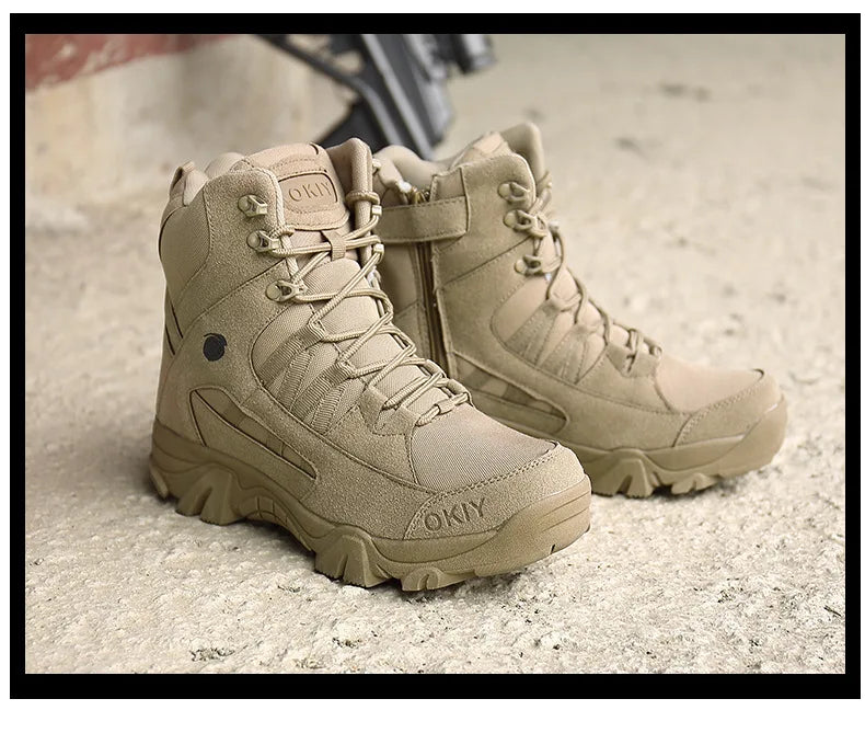Botas tácticas de plataforma para hombre, botas militares de fuerzas especiales, calzado de campo ligero y antideslizante para exteriores, zapatillas para hombre