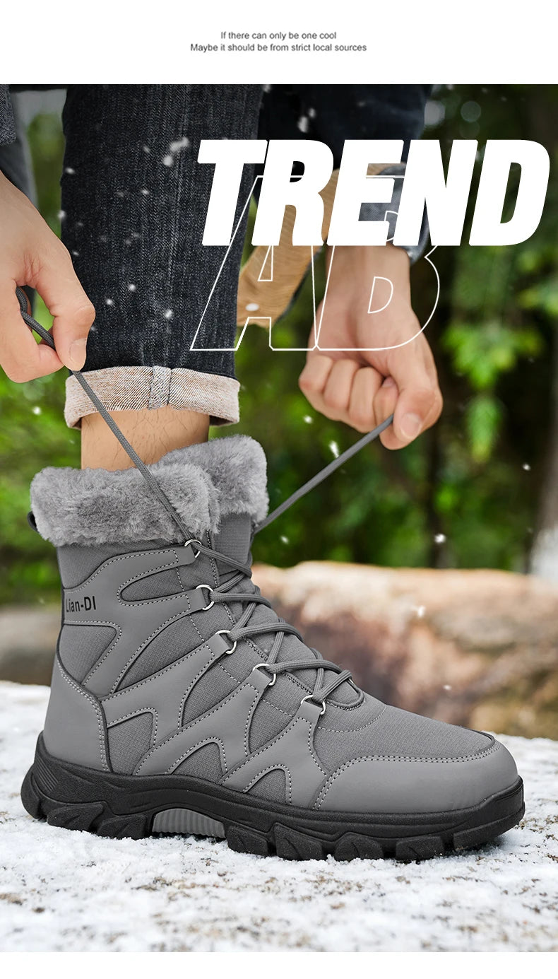 Nuevas botas de invierno para hombre, cálidas y afelpadas, hasta media pantorrilla, para exteriores, antideslizantes, impermeables, para nieve, zapatos de algodón a la moda para hombre.