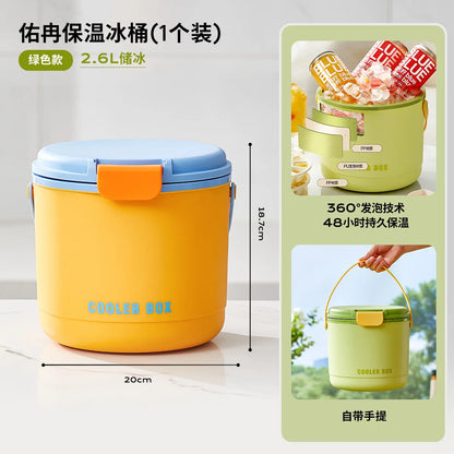 Hielera para acampar - Nevera térmica con bandeja de hielo a presión | Enfriador de bebidas portátil para exteriores con molde para hielo