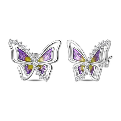 Pendientes de plata de ley 925 con diseño de mariposa, abeja, mariquita y flor de arcoíris para mujer, joyería de moda para fiestas de cumpleaños, regalos