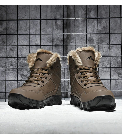 Botas de invierno para hombre, zapatillas cálidas, impermeables, antideslizantes, de felpa, de cuero, talla grande 48, novedad de 2024