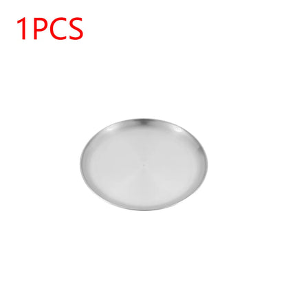 Plato de camping de acero inoxidable, vajilla, contenedor de alimentos, plato de picnic, utensilios de cocina, equipo de camping para senderismo, suministros de camping, nueva base