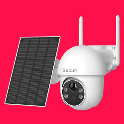 Cámara de seguridad WiFi con batería solar 1296P, rotación de 360°, detección de humanoides inalámbrica, alarma con sirena y sirena.