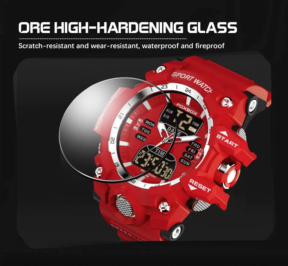 Reloj de hombre LIGE de lujo original, reloj deportivo militar de moda, reloj de cuarzo con pantalla LED dual, calendario, cronógrafo.