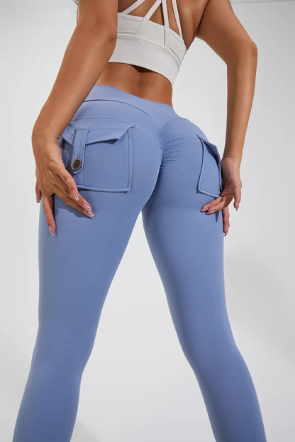 Pantalones de yoga DIAS FIT JOY de nailon, con bolsillo en los glúteos, ajustados, para mujer, deportivos, de fitness, realzan la cadera, transpirables, sin línea en T.