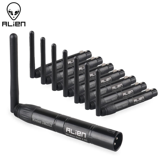 Controlador inalámbrico ALIEN DMX512, receptor y transmisor, 2,4 G, ISM, distancia de comunicación de 300 m, para escenarios, DJ, discotecas, bares y luces.