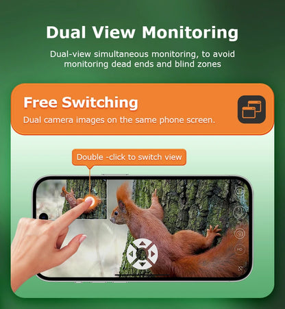 Cámara de seguridad solar inalámbrica LS VISION de 12 MP, 4G, zoom 15x, para exteriores, con doble pantalla, WiFi, detección humana PIR y sistema CCTV UBox.