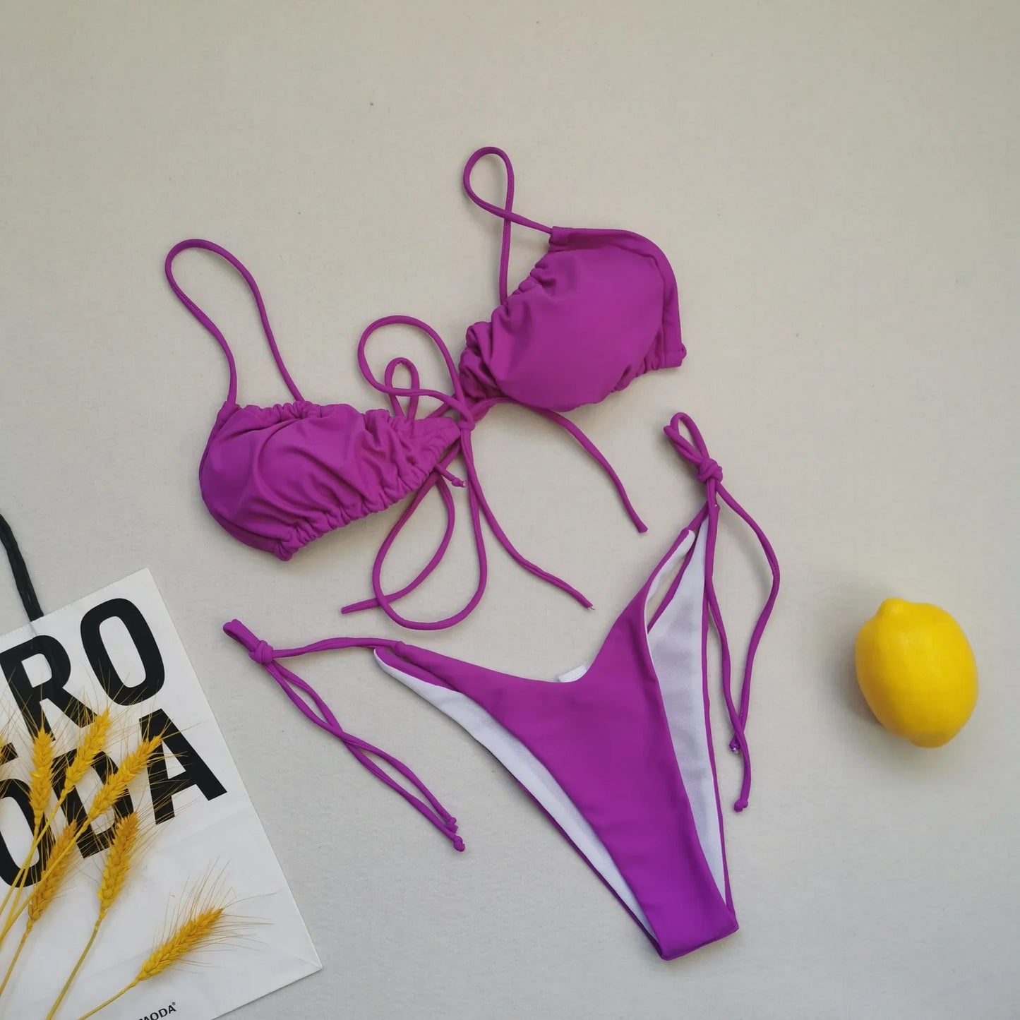 Bikini sexy de 21 colores para mujer, traje de baño liso con estampado floral de leopardo, conjunto de bikini de playa con tirantes y vendaje