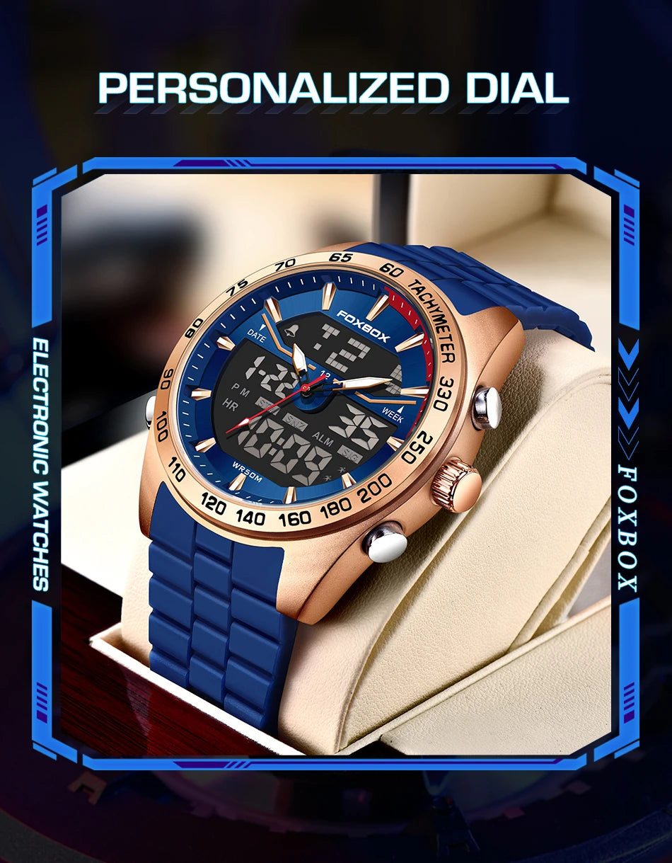 Reloj digital de lujo para hombre FOXBOX, marca superior, modelo 2026 New Business Watch, estilo militar, resistente al agua, a la moda, con movimiento de cuarzo.