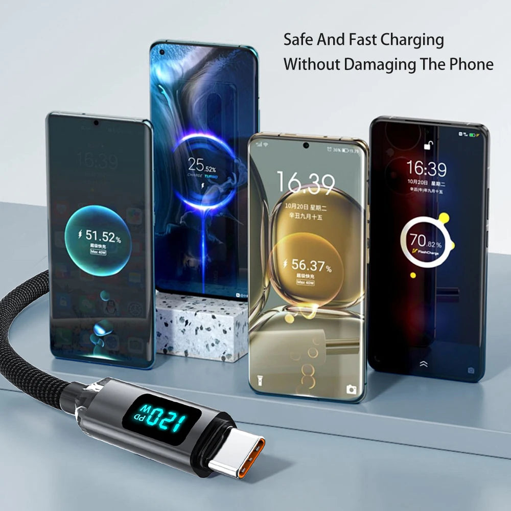 Cable USB tipo C JINMUXI PD de 120 W a USB C de 6 A, cargador de carga rápida para OPPO, Realme, Huawei Poco, Samsung, iPhone 15, cable de pantalla 16