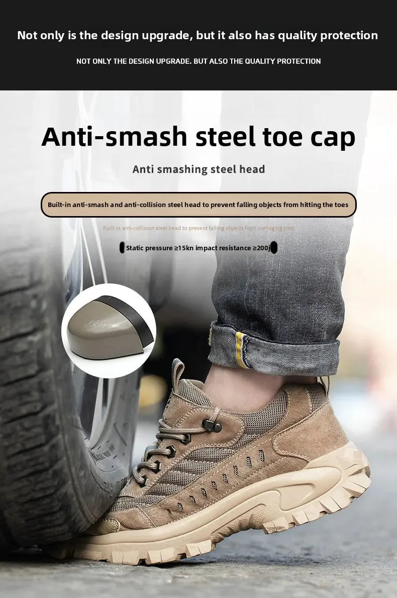 Spring New Men's Steel Toe Safety Shoes Breathable Work Shoes Anti Crush And Piercing High Temperature Resistant Wear Proof