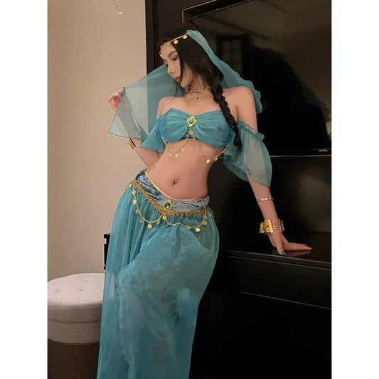 Role Playing Sexy Western Region Dancer Peacock Princess Greek Goddess Costume Hot Egyptian Indian Dancer Exotic Costume Stage