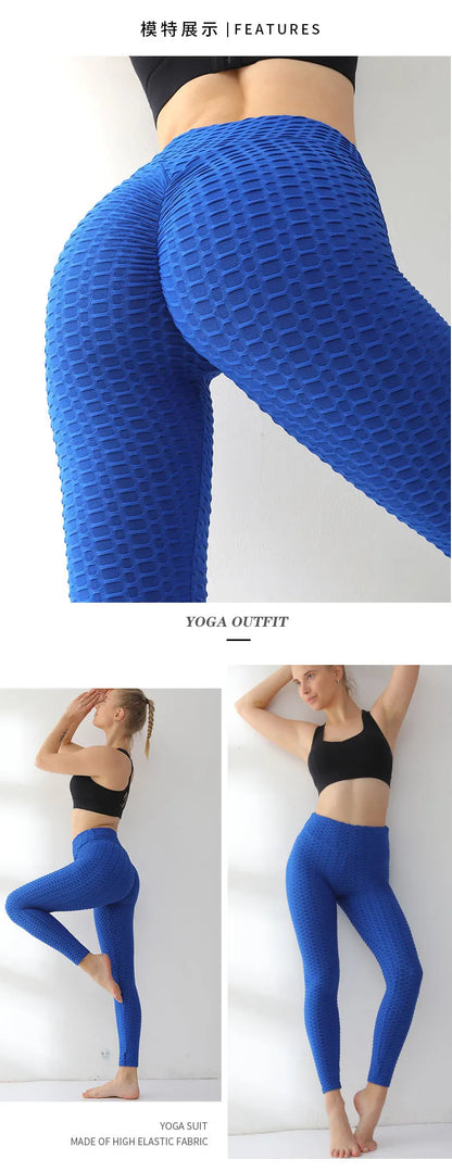 Pantalones de yoga HANRAN de cintura alta con estampado de burbujas 2025 - Leggings transpirables para entrenamiento con efecto push-up y realce de glúteos para mujer