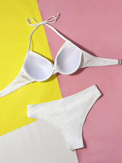 2025 Nuevo Bikini Sexy Cruzado Push Up Traje de Baño Mujer Traje de Baño Femenino Halter Bikini Conjunto Traje de Baño de Dos Piezas Ropa de Playa Natación