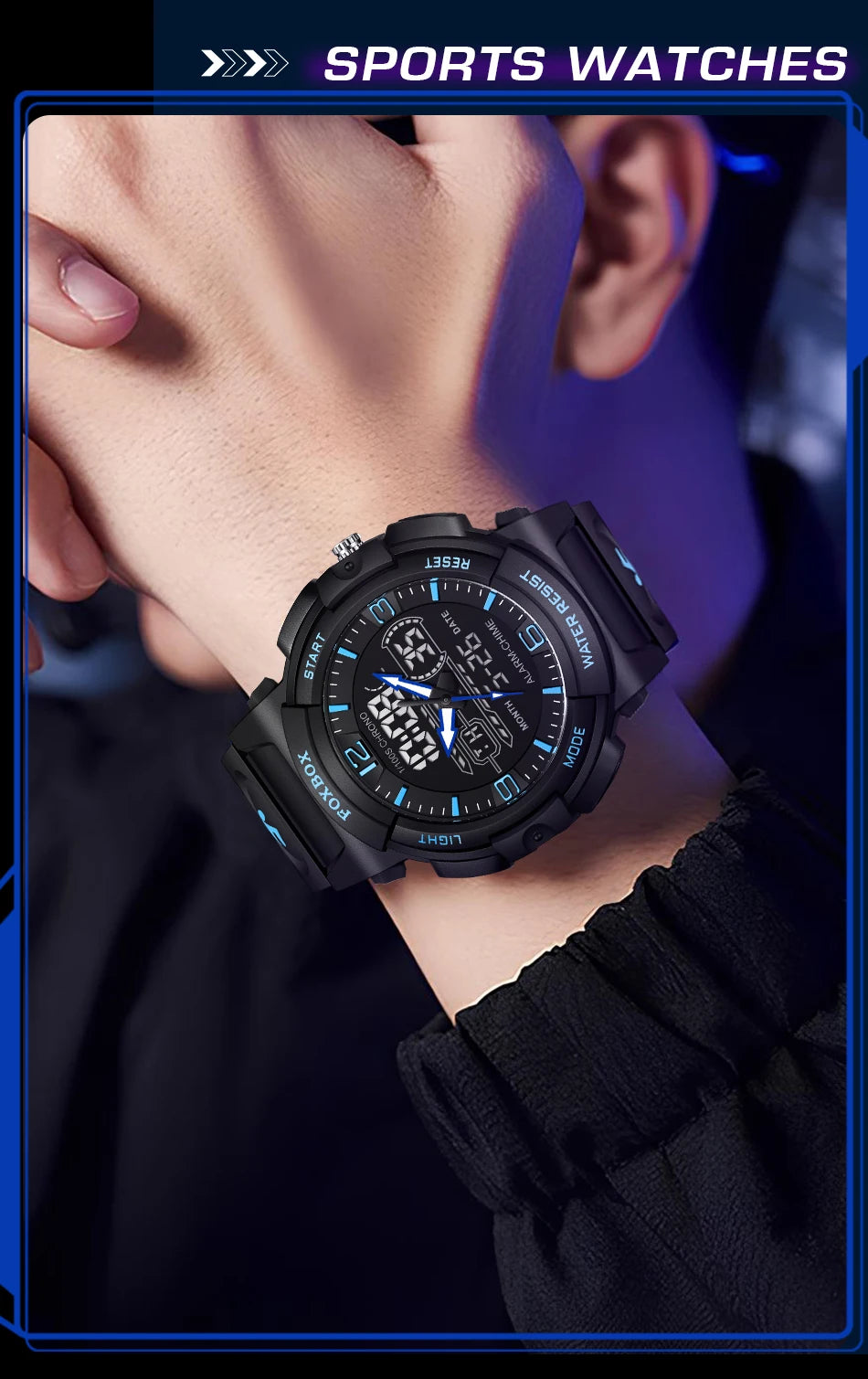 LIGE-Reloj de pulsera deportivo militar para hombre, nuevo, resistente al agua hasta 50 m, con alarma y pantalla LCD dual, de cuarzo