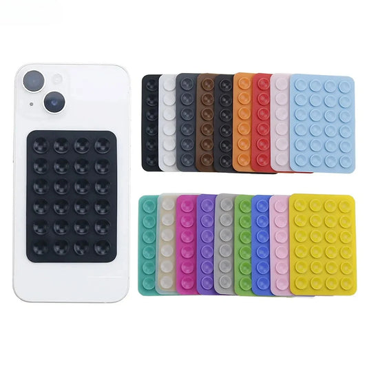 Ventosa de silicona multifuncional para teléfono, con adhesivo de goma y base fija, 24 ventosas cuadradas.
