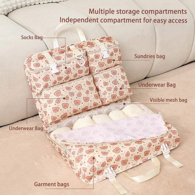 Organizador de viaje para sujetadores, ropa interior, calcetines, bolsa de almacenamiento colgante, bolsa impermeable para cosméticos y artículos de tocador, bolsa de viaje grande