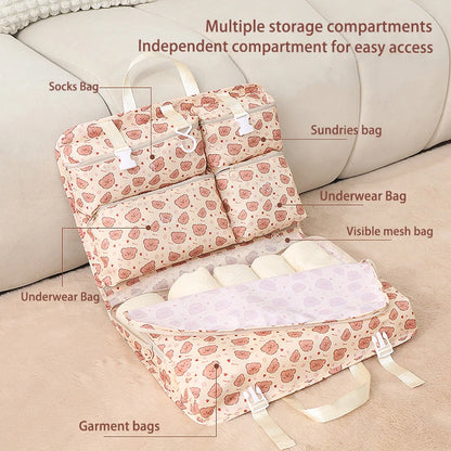 Organizador de viaje para sujetadores, ropa interior, calcetines, bolsa de almacenamiento colgante, bolsa impermeable para cosméticos y artículos de tocador, bolsa de viaje grande