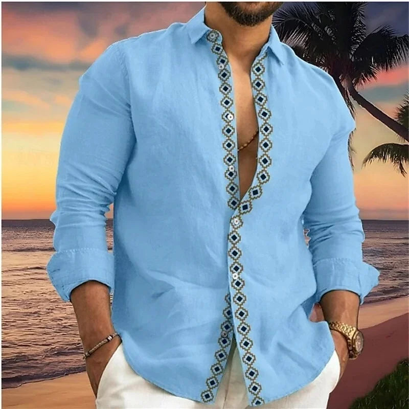 2025 Men's Spring and Summer Casual Long Sleeve Shirt/Men's Lapel Button Slim Casual Shirt Large Size XS-6XL High Quality