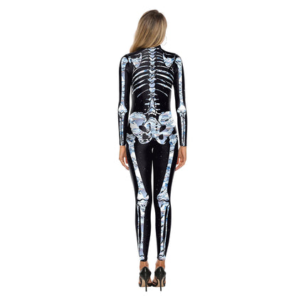 [You're My Secret] Halloween Women Adult Cosplay Jumpsuit Skeleton Bodysuit Female Zombies Party Outfit Sexy Zentai Costumes