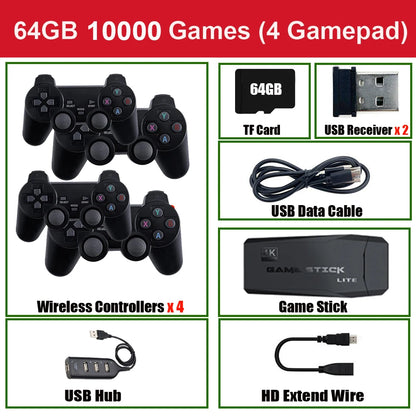 Consola de videojuegos de 64 GB con 20.000 juegos integrados, consola portátil retro, mando inalámbrico, reproductor de juegos para niños, regalos de Navidad