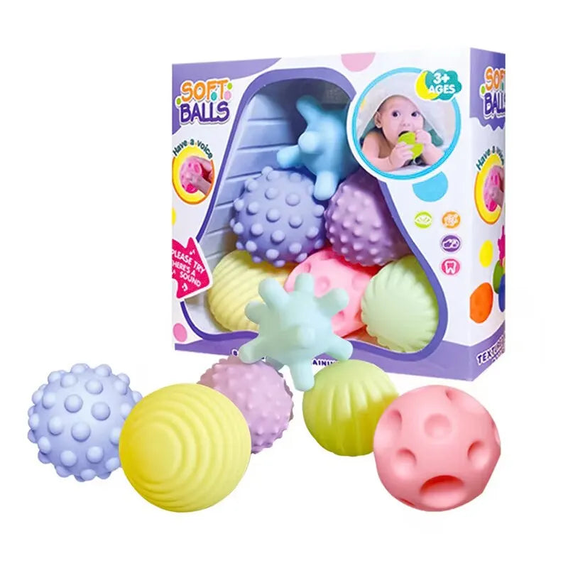 6 pelotas sensoriales para bebés, juguetes con textura para tocar la mano, pelota de masaje suave, sonajero para bebés, juguetes sensoriales.