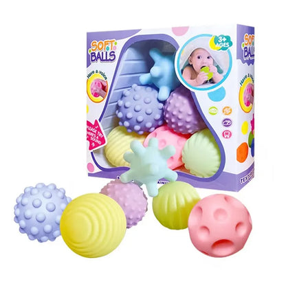 6 pelotas sensoriales para bebés, juguetes con textura para tocar la mano, pelota de masaje suave, sonajero para bebés, juguetes sensoriales.