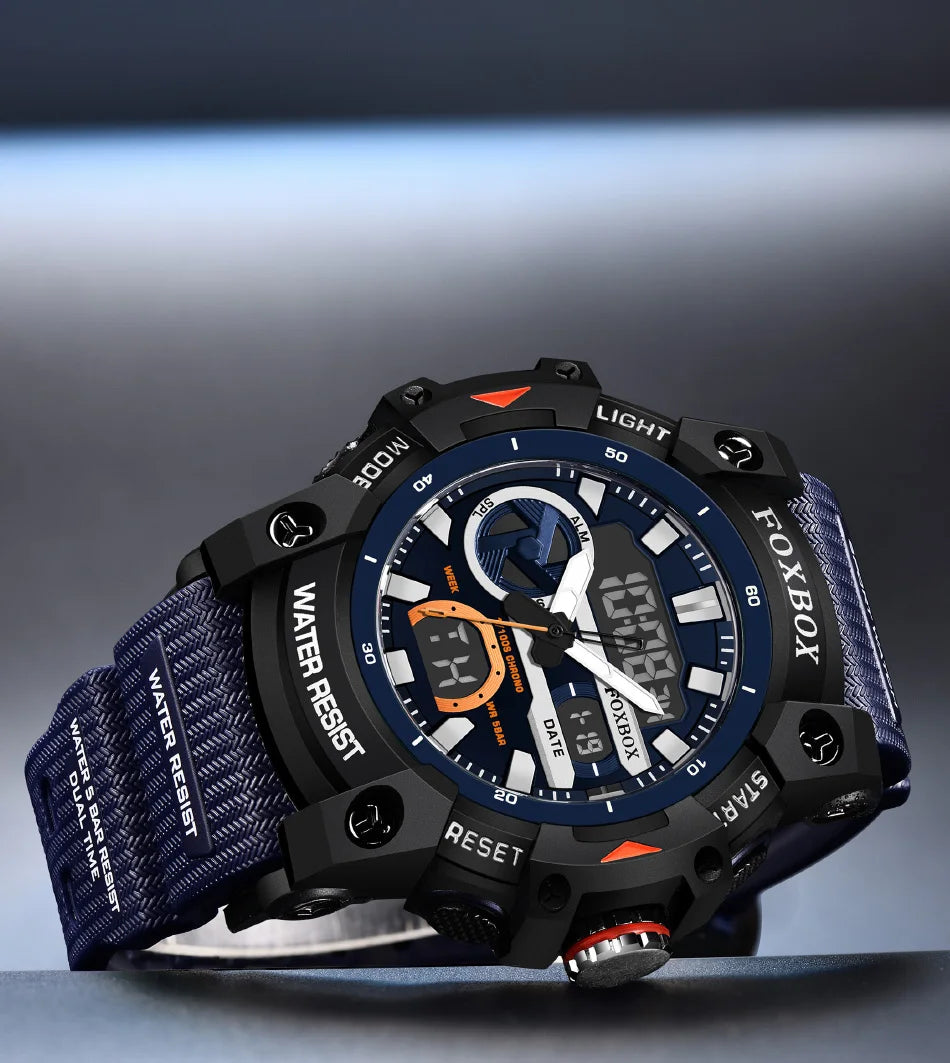 Reloj militar digital LIGE para hombre, resistente al agua hasta 50 m, LED, de cuarzo, deportivo, grande, masculino