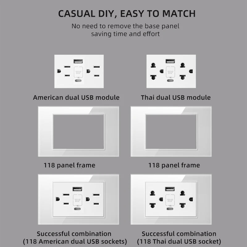 Adaptador de enchufe de pared USB Herepow serie 118 estándar estadounidense de Tailandia, tipo C, carga rápida de 3.1 A para electrodomésticos inteligentes Google Home