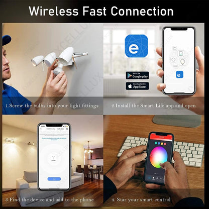 Bombillas LED inteligentes ZigBee GU10 WiFi RGB W+C 5W regulables con control por app. Compatibles con Alexa, Google y Alice Hub.