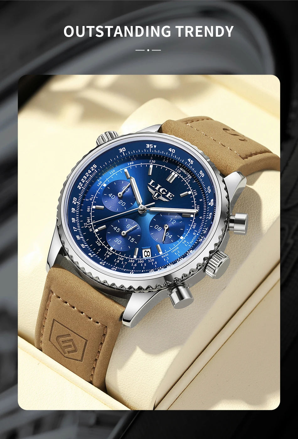 Relojes de lujo LIGE para hombre, cronógrafo con fecha, acero inoxidable, resistente al agua, luminoso, deportivo, militar, de cuarzo