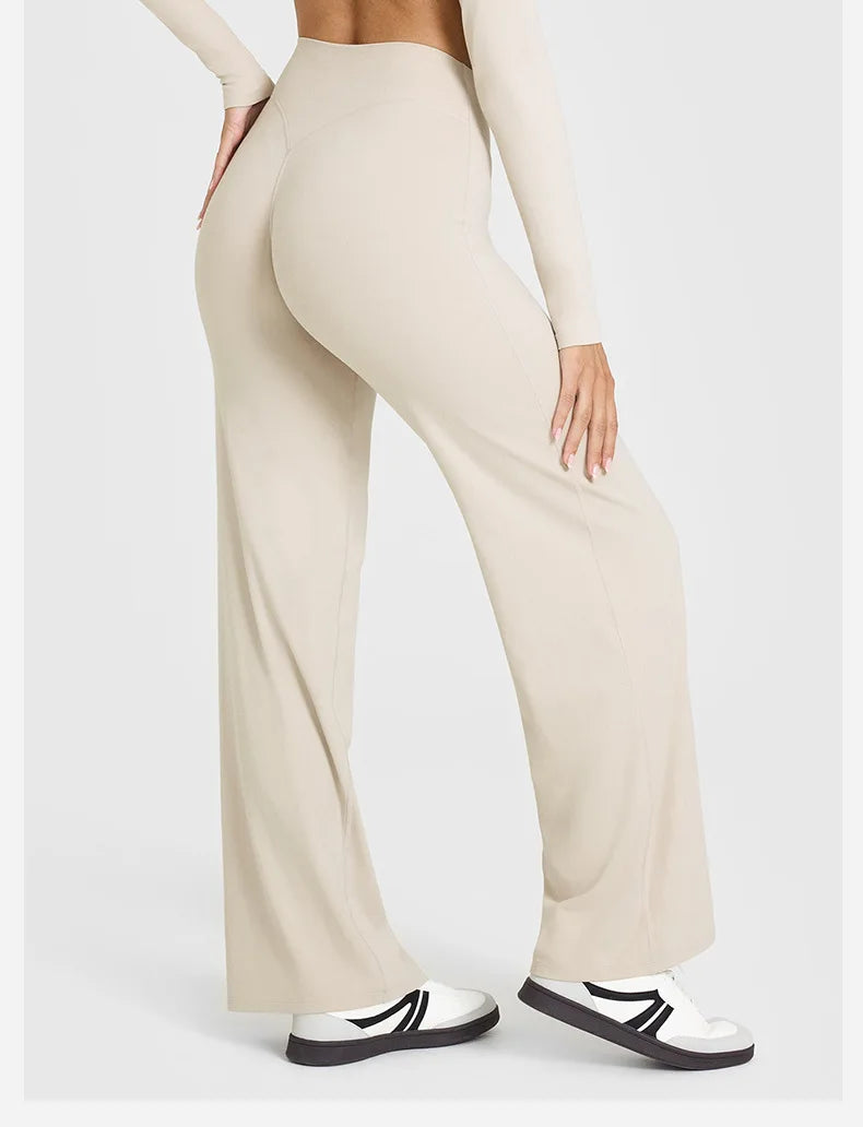 Pantalones deportivos rectos para mujer, sin la incomodidad de los pantalones de pierna ancha, ideales para yoga, ropa de fitness transpirable, pantalones casuales versátiles.
