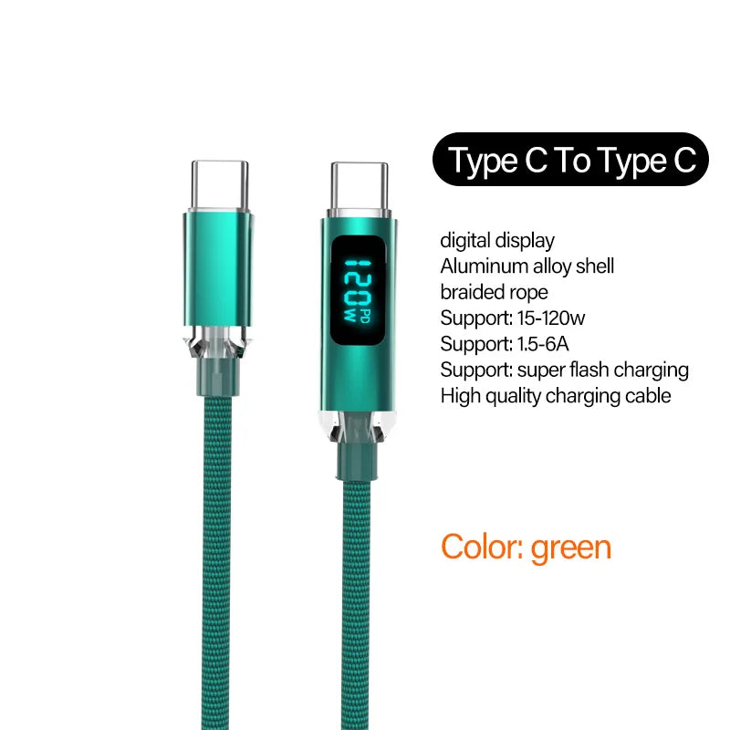 Cable USB tipo C JINMUXI PD de 120 W a USB C de 6 A, cargador de carga rápida para OPPO, Realme, Huawei Poco, Samsung, iPhone 15, cable de pantalla 16