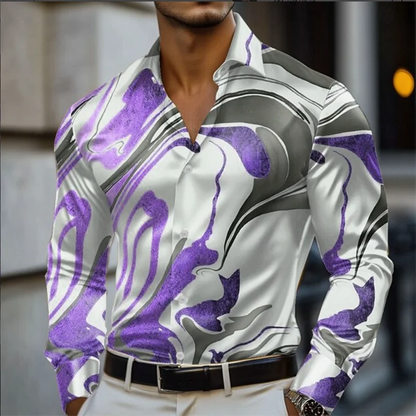 Camisa de hombre con estampado floral 3D, estilo casual, manga larga, botones, ideal para vacaciones, verano, primavera y otoño.