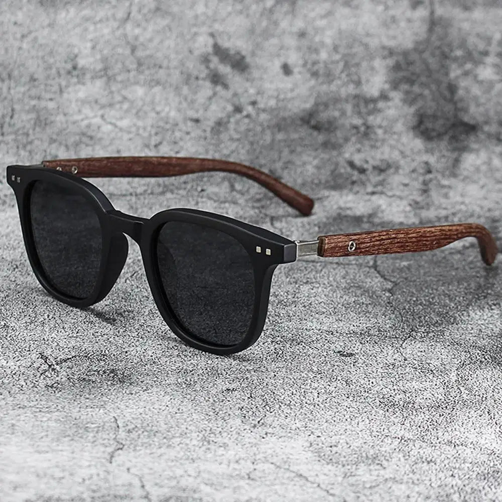 Gafas de sol modernas con vetas de madera retro para mujeres y hombres, nuevas gafas de sol con montura cuadrada, protección UV, gafas de ciclismo para exteriores y calle.