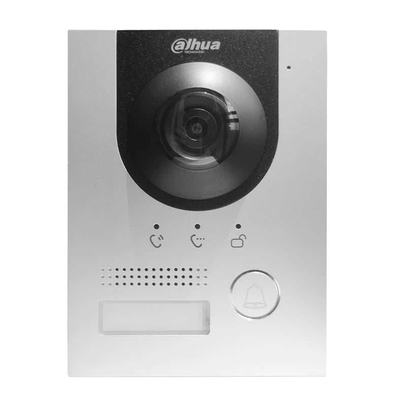 Portero automático Dahua VTO2202F-P S3 de 2 hilos con IP, cámara ojo de pez de 160° a color de 2 MP, 2 idiomas, H.265, multilingüe, con altavoz integrado y timbre.