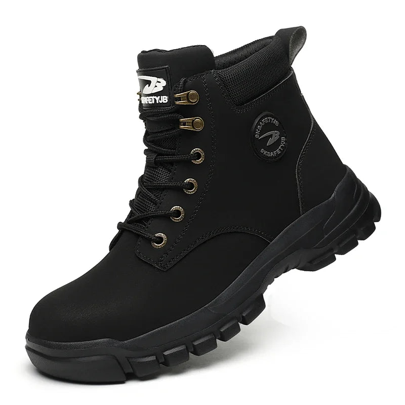 Bota de seguridad para hombre y mujer, resistente a impactos y pinchazos, con suela de goma ligera, forro interior cómodo y protección antisalpicaduras.