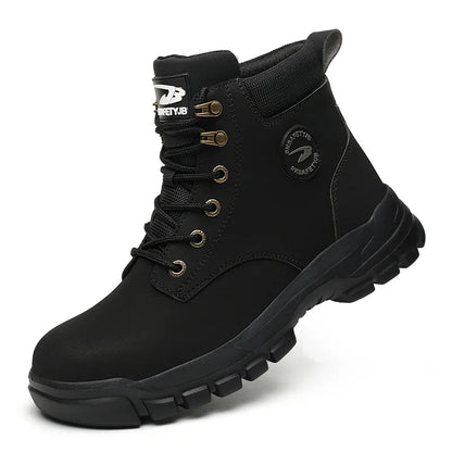 Bota de seguridad para hombre y mujer, resistente a impactos y pinchazos, con suela de goma ligera, forro interior cómodo y protección antisalpicaduras.