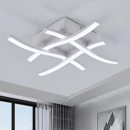 Lámpara de techo LED moderna para sala de estar, restaurante, luz variable de 3 colores, dormitorio, balcón, 24 W, diseño curvo