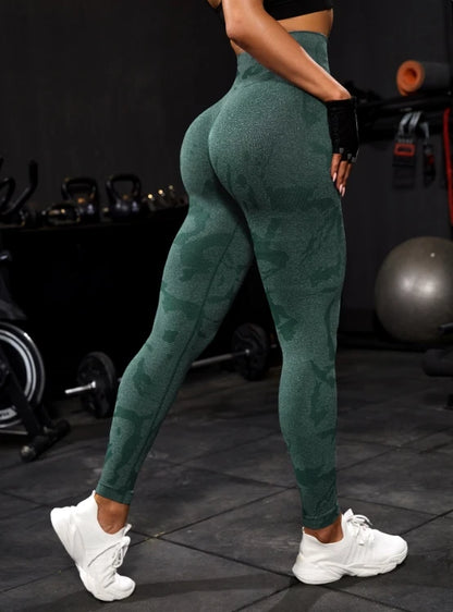 Women Yoga Fitness Sport High Waist Butt Lift Curves Workout Tights Elastic Gym Training Pants Seamless Legging CK1718