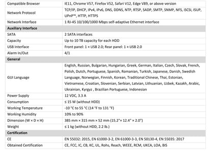 Grabador de vídeo en red (NVR) AcuSense DS-7632NXI-K2 de 8/16/32 canales 4K H.265+ 2SATA Hikvision DS-7608NXI-K2 y DS-7616NXI-K2