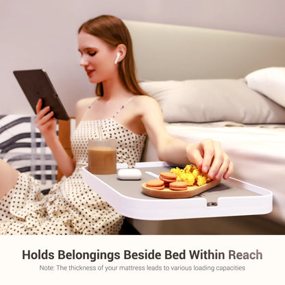 Estante de noche para cama, mesita de noche debajo del colchón, organizador de dormitorio, almacenamiento de cama, mesita de noche, bandeja de noche para cama con somier