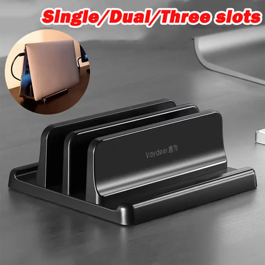 1 soporte vertical para portátil, ajustable, para tableta, teléfono, de plástico, para escritorio, almacenamiento de ordenador portátil, accesorio que ahorra espacio.