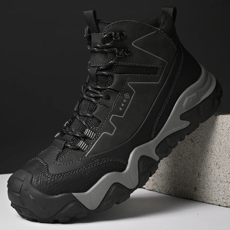 Retro Outdoor Motorcycle Boots Male Comfortable Leather Ankle Boots for Men New Trend Biker High Top Shoes Leisure Walk Botas