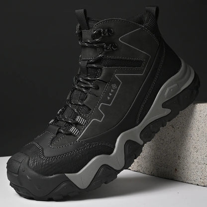 Retro Outdoor Motorcycle Boots Male Comfortable Leather Ankle Boots for Men New Trend Biker High Top Shoes Leisure Walk Botas