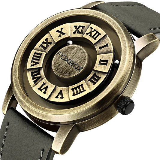Reloj de cuarzo para hombre FOXBOX, moda, personalidad, creativo, con bola de hierro giratoria, puntero magnético, resistente al agua, para hombre, regalo + caja.