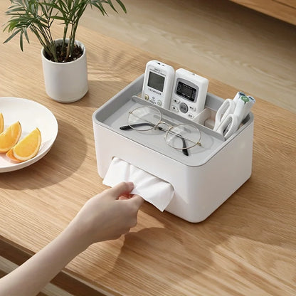 Caja de almacenamiento multifuncional para escritorio, caja de pañuelos, caja de cartón para cajones, estante para guardar artículos diversos con control remoto, organización de almacenamiento de escritorio