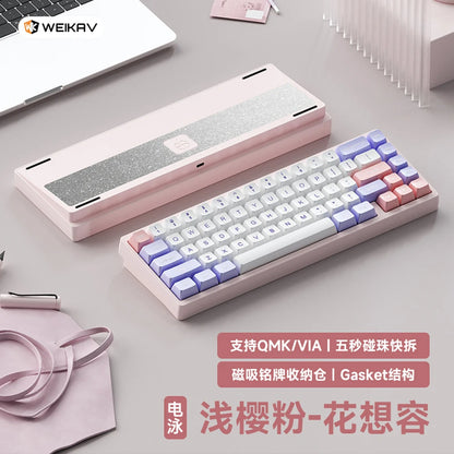 Teclado mecánico para juegos Weikav Lucky65 V2 RGB con junta intercambiable en caliente, estructura de 3 modos, aleación de aluminio, accesorio para PC