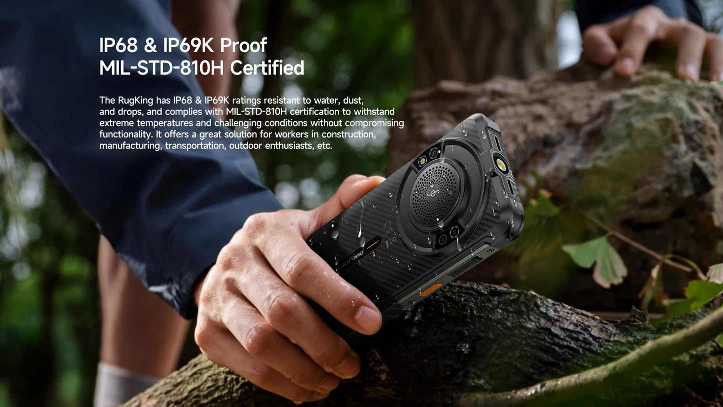 【Estreno mundial】Ulefone RugKing 4G Teléfono resistente Android 15 Hasta 16GB+256GB Smartphone resistente al agua 9600mAh NFC Versión global
